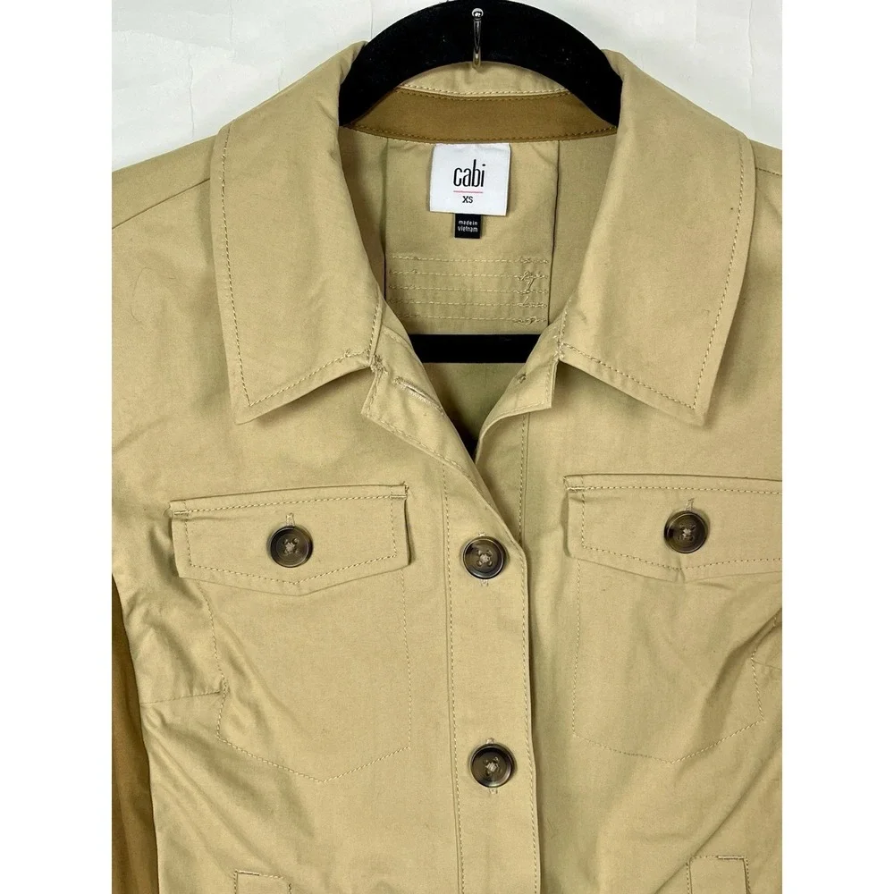 Cabi‎ Mason Jacket Women's Two Tone Tan Cotton Blend Sz XS Lightweight EUC